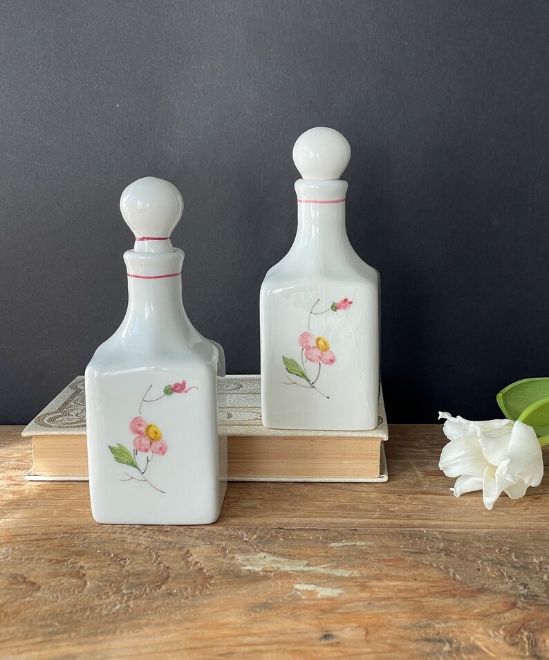 Vintage Italian Cruet Set Oil and Vinegar Cruet With Floral Etsy