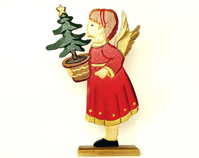 Vintage Christmas Angel Figurine Primitive Wooden Christmas Etsy