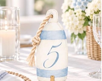 Watercolor Buoy Table Numbers 1-20, Coastal Wedding Table Numbers, Nautical Wedding Decor, Printable PDF