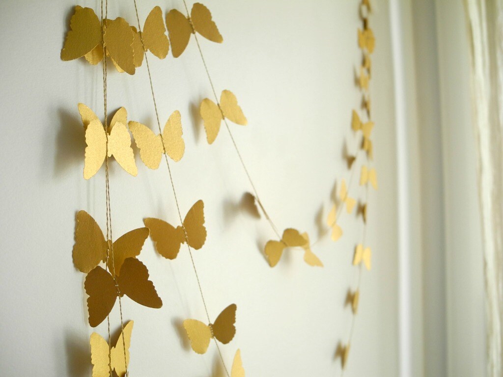 Gold Butterfly garland shimmer Butterfly wedding decor home Etsy
