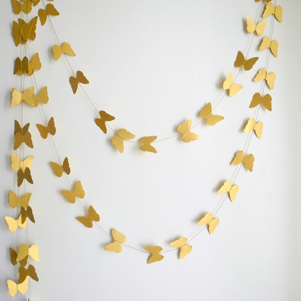 Gold Butterfly garland- shimmer Butterfly wedding decor, home decor,  kids room decor , nursery decoration  party decor