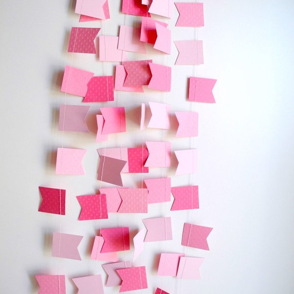 Pink ombre flag garland, pink bunting garland ,baby shower party, nursery bunting , wedding flag garland, party home decor, nursery banner