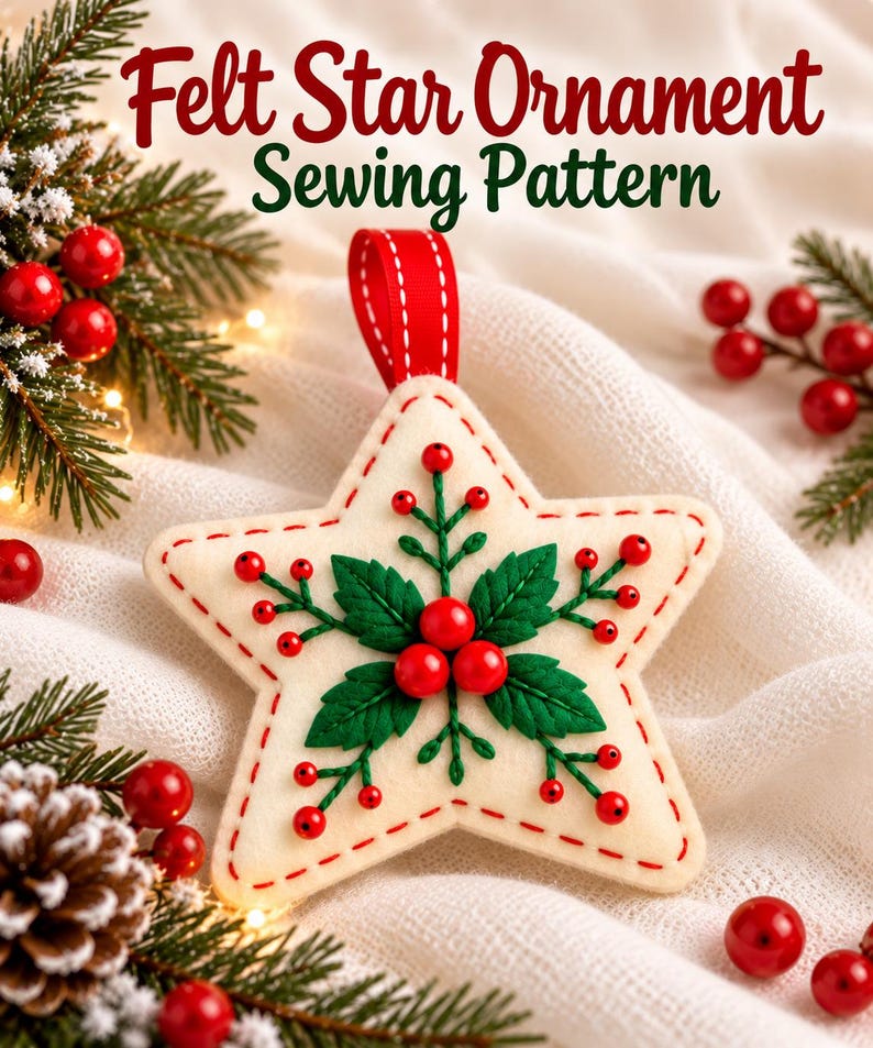 Star Hand Tutorial Felt Star Ornament Sewing Pattern PDF, Christmas Tree Decoration, Hand ...