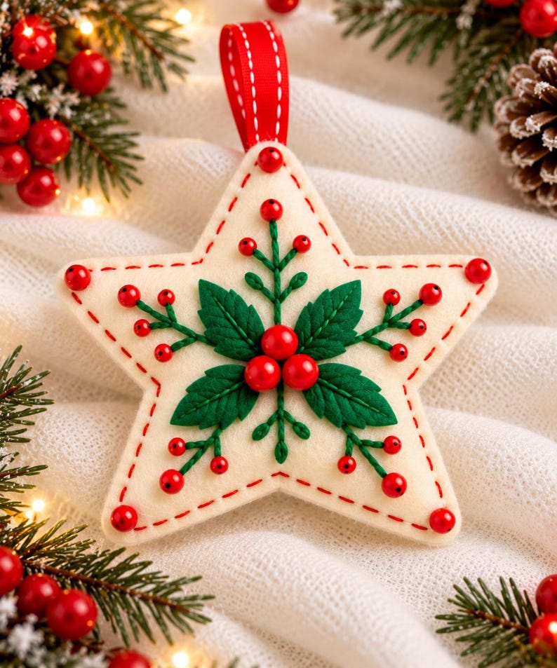 Star Hand Tutorial Felt Star Ornament Sewing Pattern PDF, Christmas Tree Decoration, Hand ...