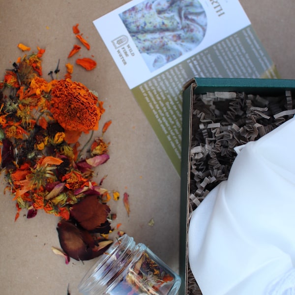 Natural Dye Kit + Craft DIY + Kid Friendly Beginner Flowers Eco Print + Plant Dye Best Gift for Grandma Mom Children