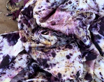 Blue Purple Naturally Dyed Silk Scarf, Black Hollyhock Dyed Play Silk, Botanical Habotai Silk, Waldorf Toy, Eco Print