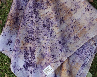 Purple Brown Naturally Dyed Silk Scarf, Black Hollyhock Cutch Dyed Play Silk, Botanical Habotai Silk Scarf, Waldorf Toy, Eco Print Silk