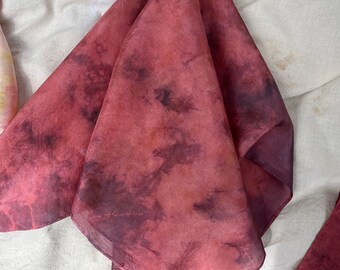 Pink Purple spots Silk + 100% Silk  Naturally Dyed + Montessori Waldorf Play + Open Ended Toy + Tie dye scarf