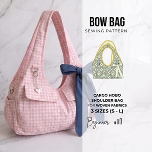 Patron de couture pour sac à nœud | Sac cabas souple à bandoulière | Sac hobo en toile A4 A0