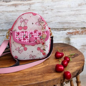 Quilted Cherry Bows Small Crossbody Bag
