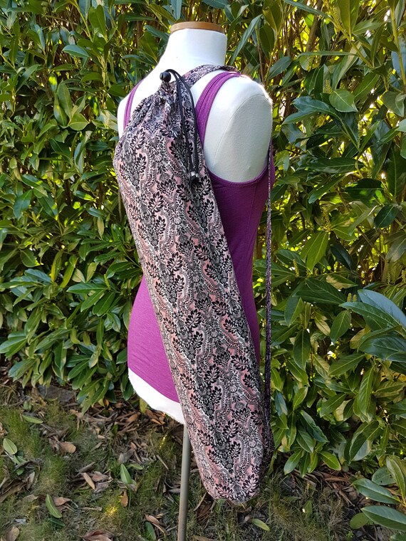 Pink And Black Damask Yoga Mat Bag Roomy Size Etsy