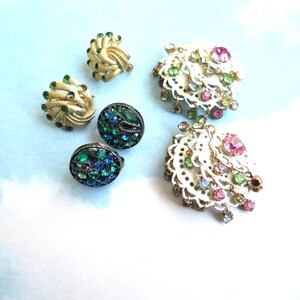 Crown Trafari Rhinestone Clip Earrings