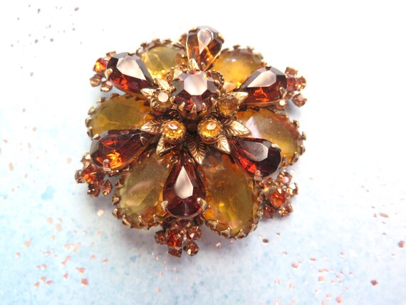 Vintage brooch brown stones - Gem Vintage brooch brown stones - Gem