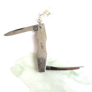 Antique Meriden Knife Necklace w/Sterling Chain, Labradorite bead