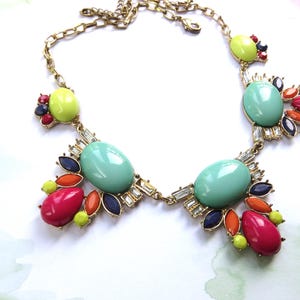Colorful Rhinestone & Plastic Necklace