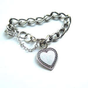 Victorian Sterling Bracelet w/ Heart Charm