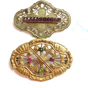 Brass Sash Pins ~ with stones, Excellent Condition
