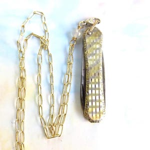Vintage Gold Filled  F.P. Co. Knife Necklace, Paperclip Chain