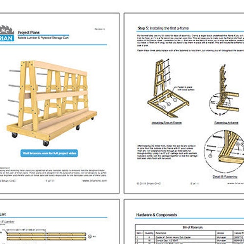 PDF Project Mobile Lumber Plywood & Material Storage Cart Etsy
