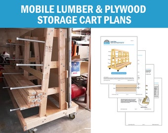 Mobile Lumber and Plywood Material Storage Cart Plans Download (PDF)