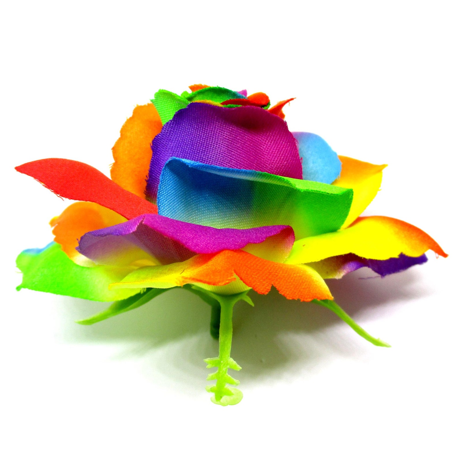 3.75 Rainbow Silk Rose Heads pack of 4 Fabric Etsy