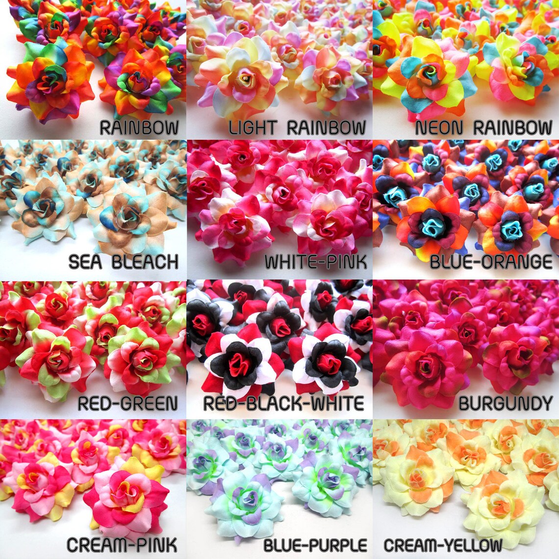 100 mini Silk Roses Heads Multi Tone Artificial Silk Flower Etsy