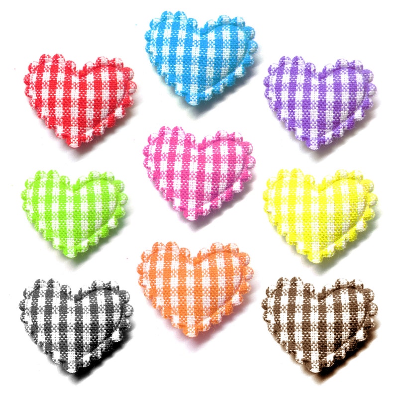100pcs x 3/4 Assorted Gingham Cotton Heart Etsy