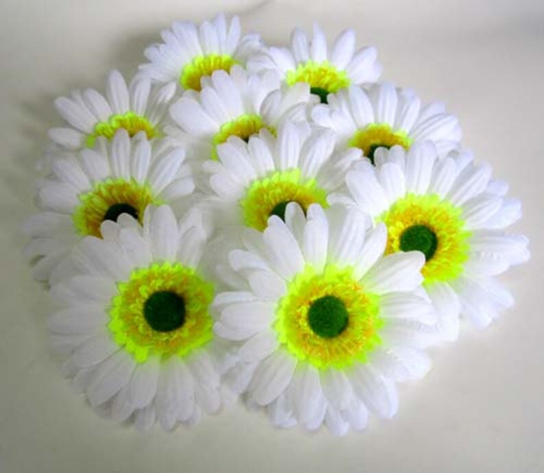 10X BIG White Gerbera Daisy Heads Artificial Silk Flowers Etsy