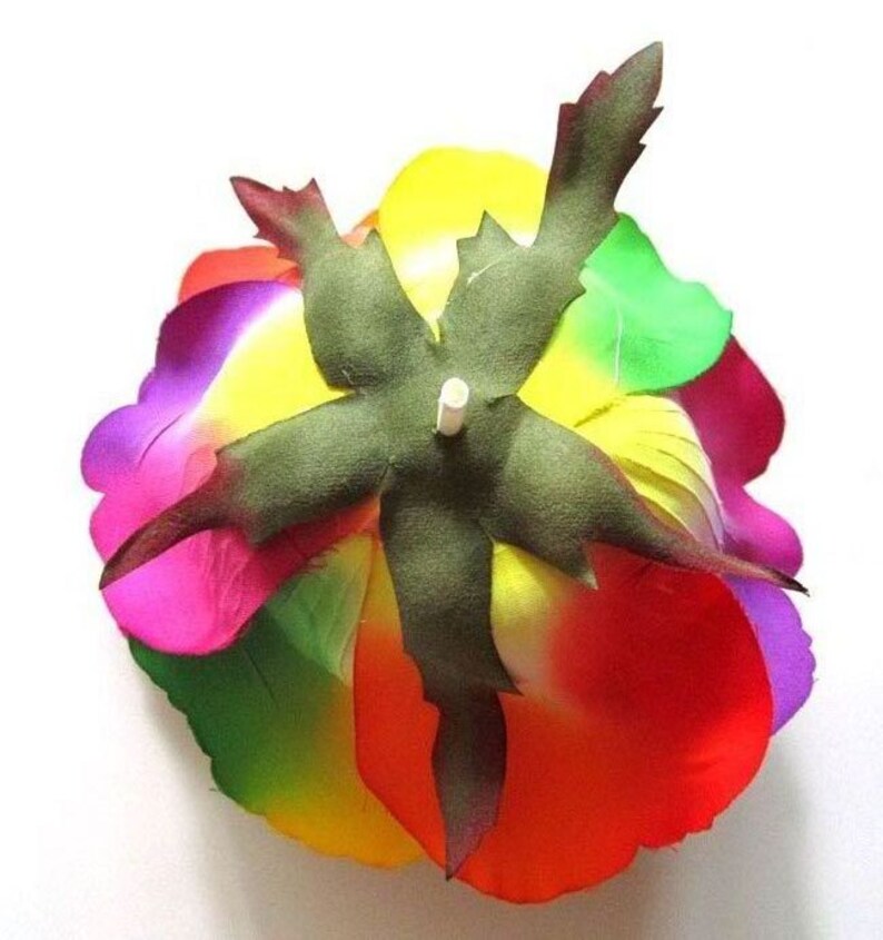2X HUGE Rainbow Roses Artificial Silk Flower Heads 6 inches Etsy