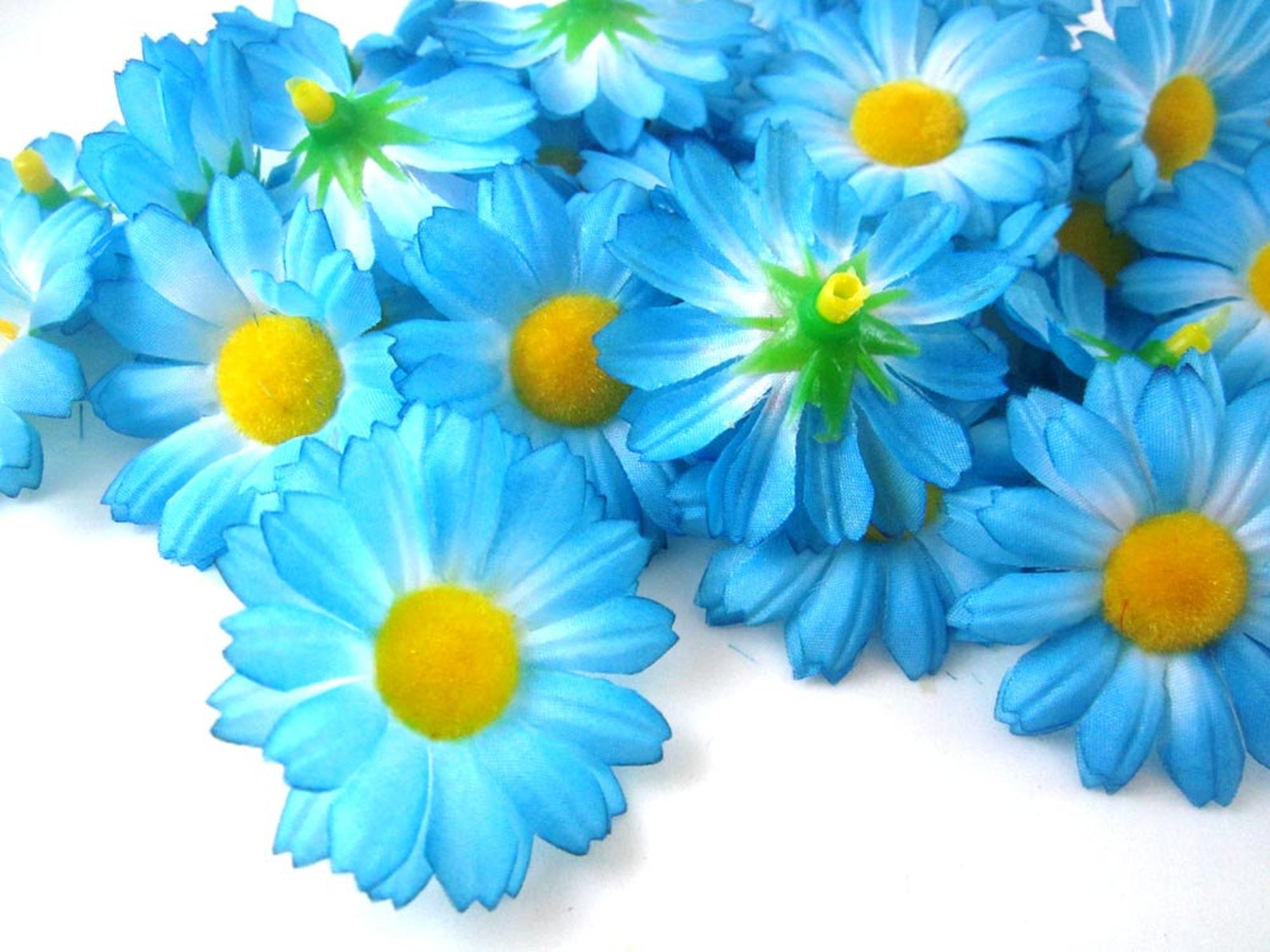 100 Blue Gerbera Daisy Heads Artificial Silk Flower 1.75 Etsy