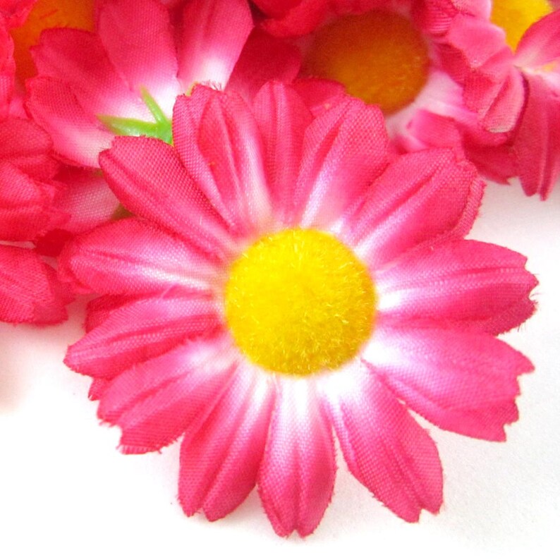 100 Dark Pink Gerbera Daisy Heads Artificial Silk Flower Etsy