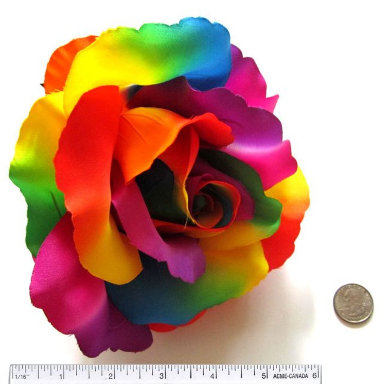 2X HUGE Rainbow Roses Artificial Silk Flower Heads 6 inches Etsy