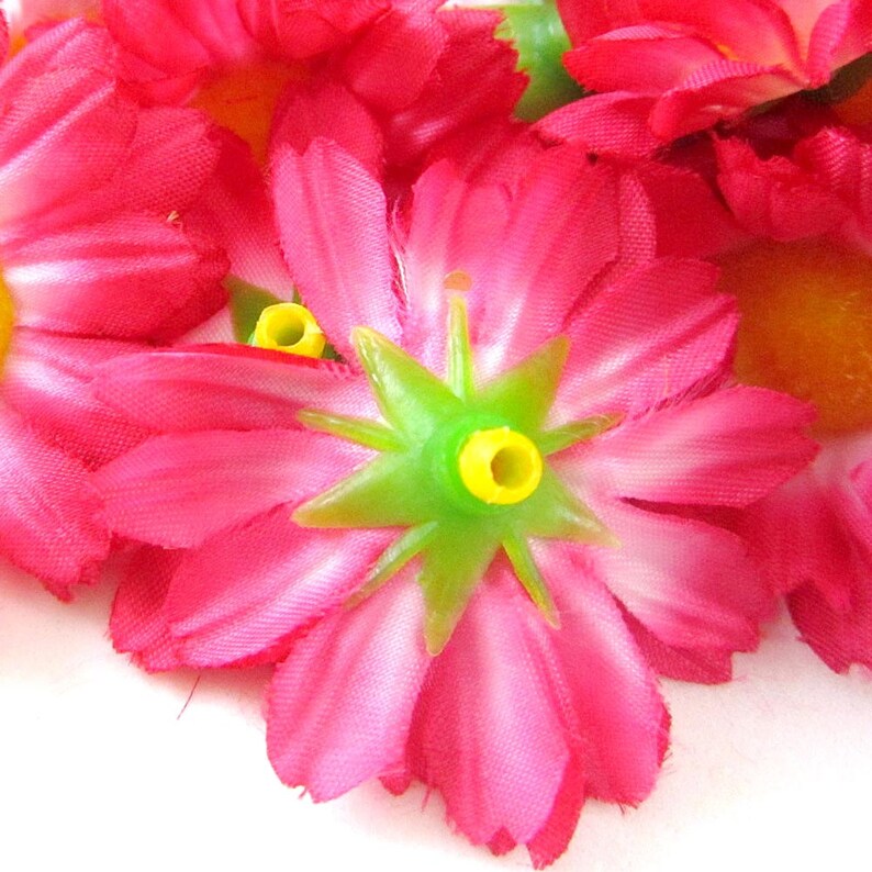 100 Dark Pink Gerbera Daisy Heads Artificial Silk Flower Etsy