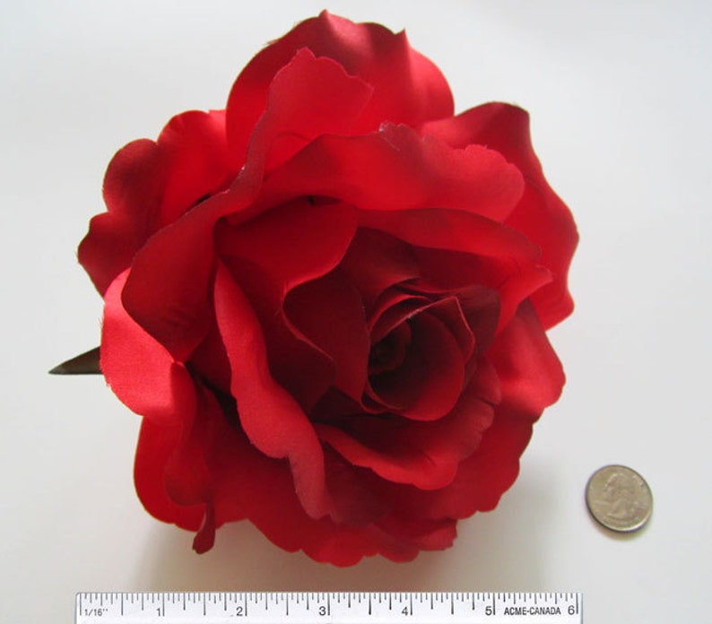 2X HUGE Red Roses Artificial Silk Flower Heads 6 inches Etsy
