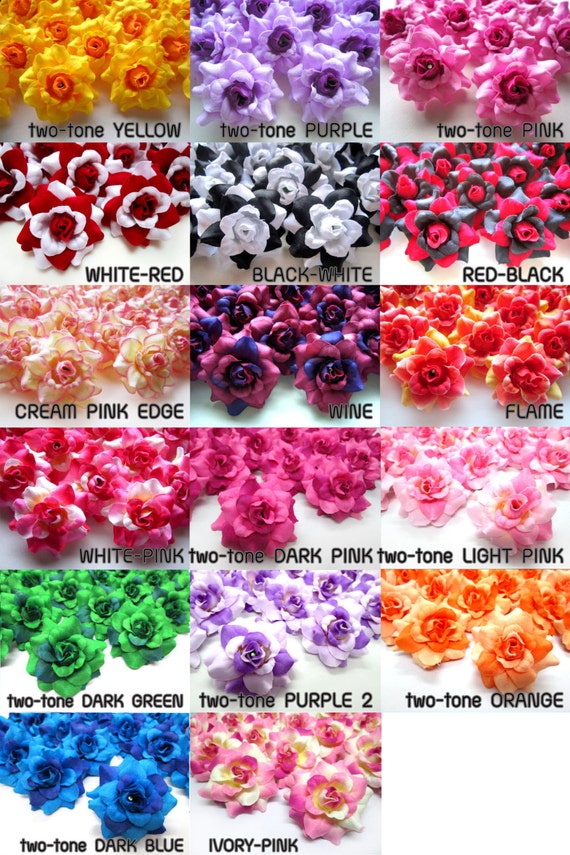12 Mini Silk Roses Heads Two Tone Artificial Silk Flower Etsy