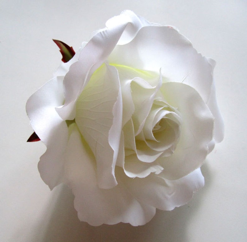 2X HUGE White Roses Artificial Silk Flower Heads 6 inches Etsy