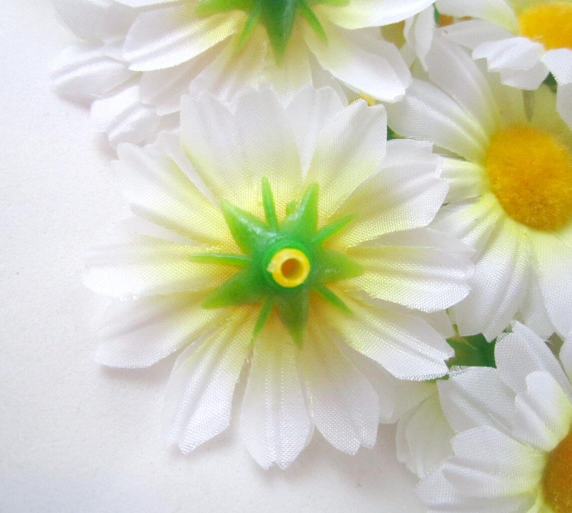 25 White Gerbera Daisy Heads Artificial Silk Flowers 1.75 Etsy