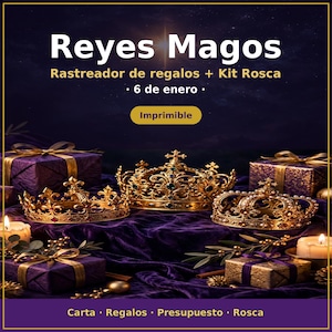 Reyes Magos Kit | Día de Reyes con Rastreador de Regalos + Rosca de Reyes | Carta a los Reyes Magos Imprimible