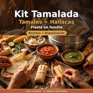 Kit Tamalada | Receta de Tamales Mexicanos + Hallacas Venezolanas | Guía Imprimible para Fiesta Familiar