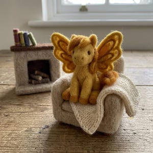 Fantasy Pegasus Needle Felting Kit for Beginners | Wool Roving+Step Guide, DIY Craft, Stress Relief Hobby, Gift for Crafters, Birthday Gift