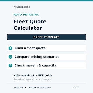 Fleet Detailing Quote Calculator: Contract Pricing and Capacity, Excel Template