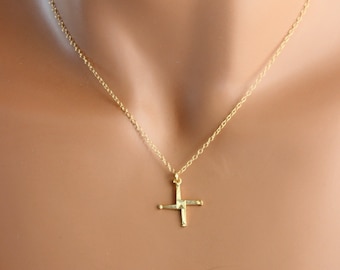 Gold Saint Brigid's Cross Necklace: Irish Celtic Jewelry, protection, sterling silver Brigid necklaces