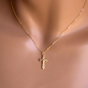 Gold Crucifix Necklace Women Girls Catholic Cross Charm Sterling Silver Crucifix Necklaces Jewelry Confirmation Gift Religoius Jesus