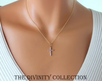 14k Gold Filled Cross Necklace Women Catholic Christian Faith Jewelry Gift for Mom confirmation