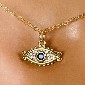 BEST SELLER Gold Evil Eye Necklace Women Blue Evil Eye Charm Necklaces Small evil Eye charm Necklace women Jewelry Protection Gift