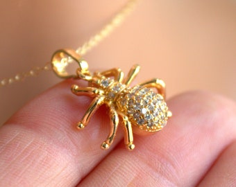 Gold Spider Charm Necklace Women Girls Jewelry Silver Necklaces, Gothic Halloween Jewelry, Unique Gift