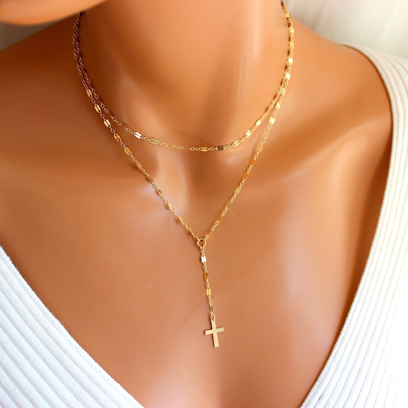 Double Chain Cross Necklace AC0029
