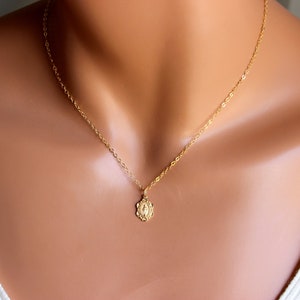 BEST SELLER Ladies Gold Miraculous Medal Sterling Silver Small Dainty Little Charm Necklaces Catholic Jewelry Superb Girls Confirmation Gift