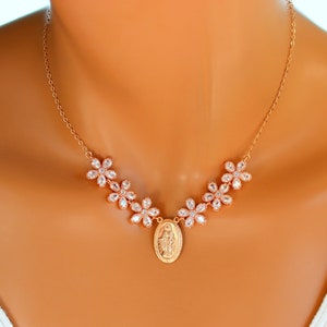 Rose Gold Miraculous Necklace Women Silver Mother Mary Miraculous Medal Gold Virgin Mary Pendant Necklaces Catholic Jewelry Gift Religious