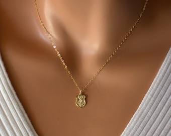 BEST SELLER Dainty Gold Saint Michael Necklace Women Sterling Silver St Michael Small Shield Protection Religious Catholic Jewelry Gift